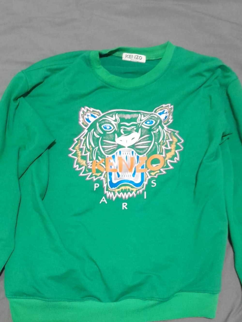 Kenzo Green Tiger Logo Sweatshirt with Multicolor Accents